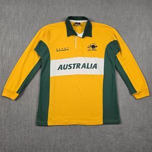 Australia Wallabies Rugby World Championship Jersey Mens M Yellow Green Retro